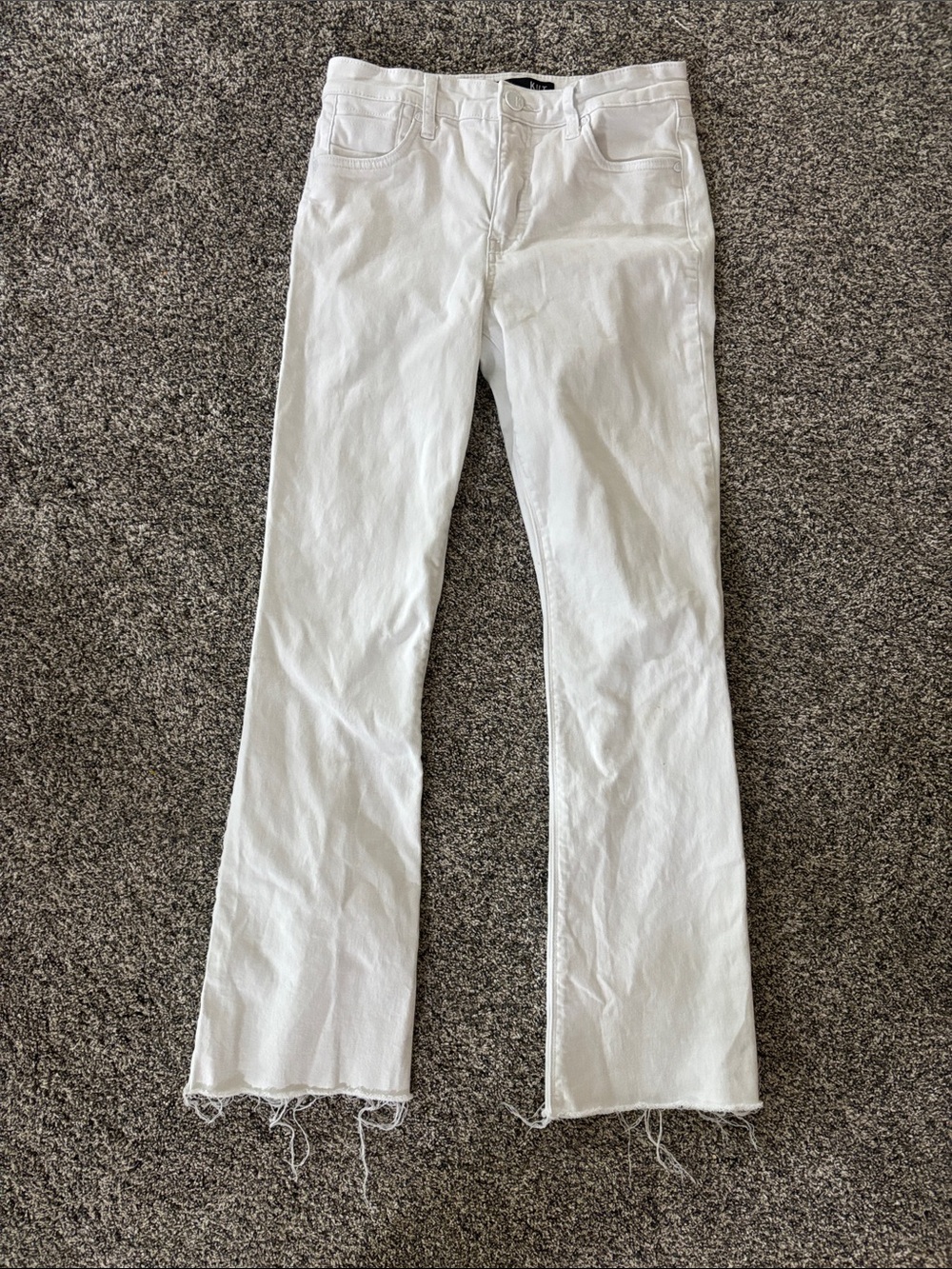 Kut from the Kloth White Flare Jeans with Frayed Hem